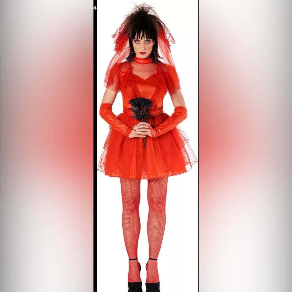 Bettlejuice Lydia wedding gown. Red gothic 3x.